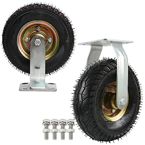 Rollen Gummi Schwerlast Räder 2 Stück Industrierollen, Luftreifen 6 Zoll 8 Zoll 10 Zoll Lenkrollen Bockrollen, Silent Doppeltes Kugellager Möbelrolle Für Trolleys, Plattformwagen ( Color : Fixed , Siz