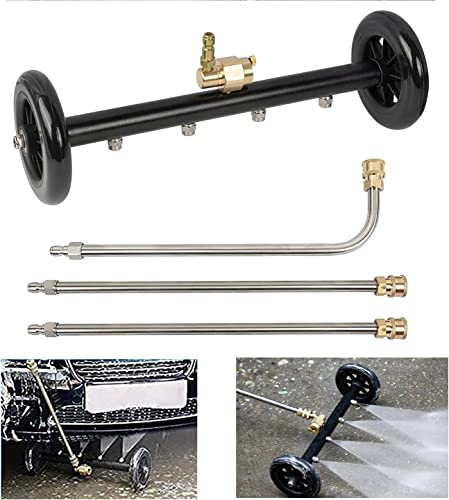 Doppelfunktion Unterbodenreiniger, Oberflächenreiniger für Hochdruckreiniger, 16 Zoll, Unterboden Autowäsche Wasserbesen mit 3 Stück Verlängerung