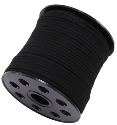 Whakano 1 pezzo 10 M x 2,5mm cordino in pelle scamosciata, corda in pelle per lavori manuali classici, per la creazione di gioielli e collane fai da te, per la confezione regalo, Nero