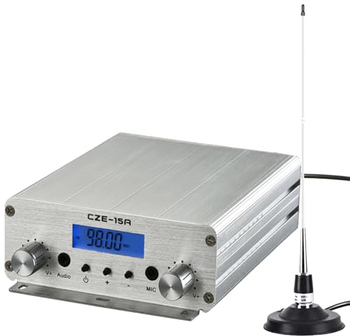 FM Transmitter,15W FM Radio Broadcast Transmitter for Church,Long Range FM Radio Transmitter Stereo Mini Radio Station with 3.5mm Mic Audio Jack for Drive-in Movie,Church Parking Lot,Lights Fireworks