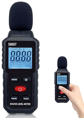 Dezibel Messgerät, Schallpegelmessgerät 30 dB bis 130 dB Schallpegelmesser mit LCD-Bildschirm mit Hintergrundbeleuchtung, Lärmmessgerät für Zuhause, laute Nachbarn, Fabrik