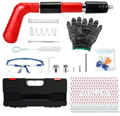 Nagelpistole Nail Gun, Bolzenschussgerät 5 Gänge Mini Nagelpistole Nagelpistole für Stahl & Beton, Tragbare Nagelpistole Befestigungswerkzeug für Decken-/Draht-Hider mit 200 Runden Nägeln