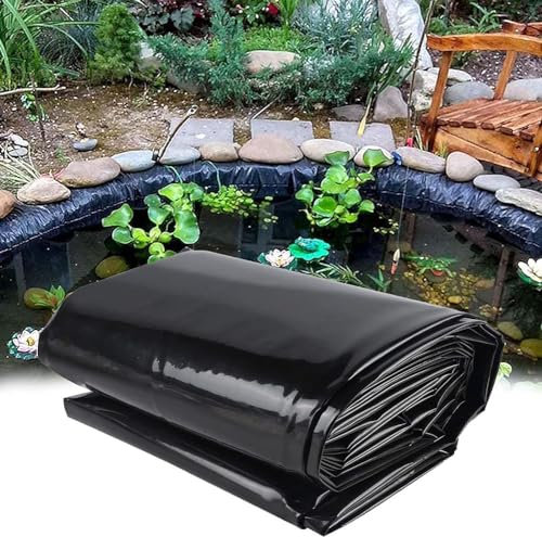 MISKYN Teichfolie Schwarz HDPE 2X4m 2X10m 3X8m 7X10m 9X10m, UV-Beständig, Schwimmteich Folie Gartenteich Teichplane, Für Teichbau, Garten- Und Teichzubehör,7 * 8m