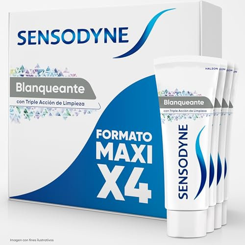 Sensodyne Blanqueante Pasta de Dientes Blanqueante, Alivio Para Dientes Sensibles, Protección Duradera Frente a la Sensibilidad Dental, Pack 4x75 ml