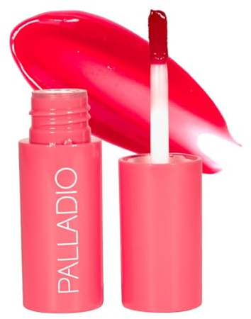 Palladio Jelly Tint, Liquid Stain for Cheeks & Lips, Vivid Color Lip Stain, Lightweight Non-Sticky and Transfer-proof, Natural Finish Makeup, Strawberry Sugar