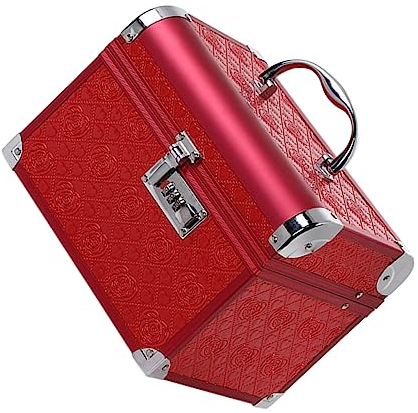 Schmuckorganizer mit Zahlenschloss, Rote Aufbewahrungsbox für Schmuck