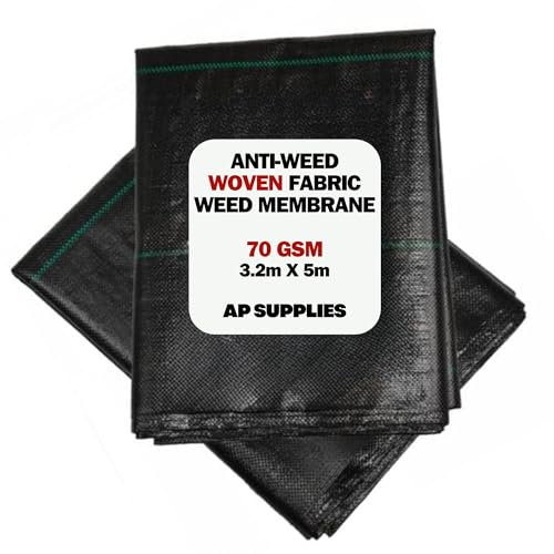 AP Supplies Weed Membrane, Weed Control Membrane 3.2m x 5m, Weed Control Fabric, Ground cover, UV stabilised Weed Barrier Fabric for use in Patios, Garden, Flower beds, Landscaping - Weed Suppressant