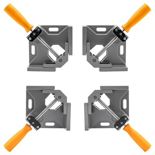 4 Stück Winkelspanner 90 Grad,mit Swing Kiefer,Single Handle, Winkelzwinge für Holzbearbeitung,DIY Handwerkzeuge Eckklemme für Holz,Metall und Glas