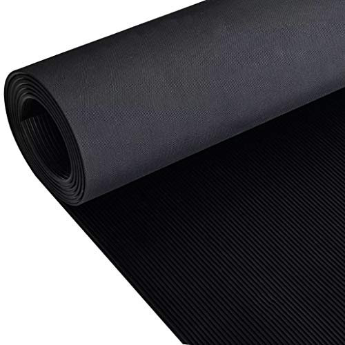 Homgoday Gummi-Bodenmatte, rutschfest, 5 x 1 m, fein gerippt, Gummi, rutschfest, Garagenmatte, Bodenbelag, Rolle, dicke Gummibodenbelag für Werkstatt, Van, Fabrik, Fitness-Studio-Hardware