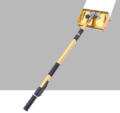 Trockenbau Kelle, Flächenspachtel, Drehbarer Abstreiferkopf, Drywall Flat Finishing Box Tool aus Aluminiumlegierung und Silikon, Einstellbare Stange,Kann mit großen Mengen spachtelmasse gefüllt werden