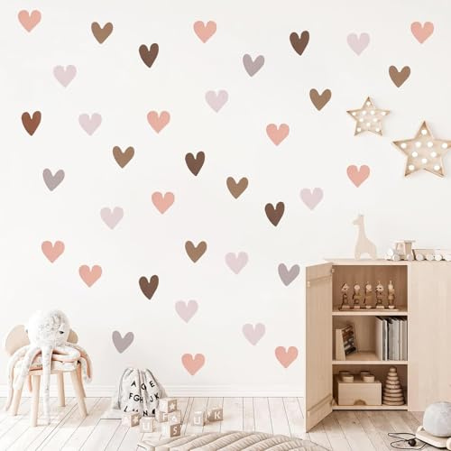 78 st Boho hjärta väggtatueringar, väggtatuering barnrum flicka, väggdekoration boho barnrum dekoration flicka, väggklistermärken vardagsrum sovrum babyrum barnrum dekoration (krämbrun)