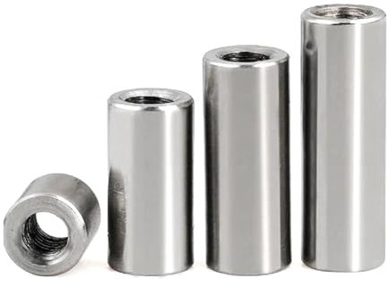 2 Stück runde Säule JNut M3 M4 M5 M6 M8 M10 M12 Edelstahl zylindrische Verbindungsmutter, 2Stk, M10x16x30mm