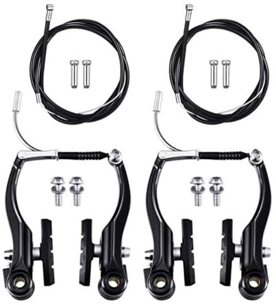 VOANZO Kit di freni V-brake universali da 2 paia per bici, set di freni per bici da strada e mountain bike, include 2 freni V-brake anteriori e posteriori, 2 cavi freno, 4 cappucci terminali per cavi.