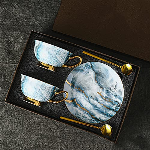 Tasses à café en céramique, Service à café en Porcelaine de Luxe Vintage de Style européen, avec Tasse à café, Soucoupe, cuillère à café, Service à thé de l'après-Midi pour la fête au café