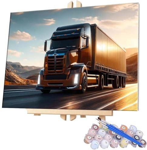 WEISHIWE Malen Nach Zahlen LKW,100x130cm DIY Malen Nach Zahlen Erwachsene, DIY Kreativ Set für Erwachsene Handgemalt Ölgemälde Kits auf Leinwand Geschenk, Acryl-Malen Nach Zahlen für Wanddeko s-351