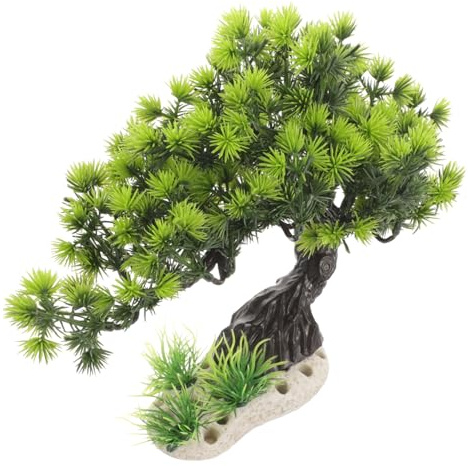 Happyyami Bonsaï Artificiel en Pin pour Aquarium Décoration Réaliste en Plastique