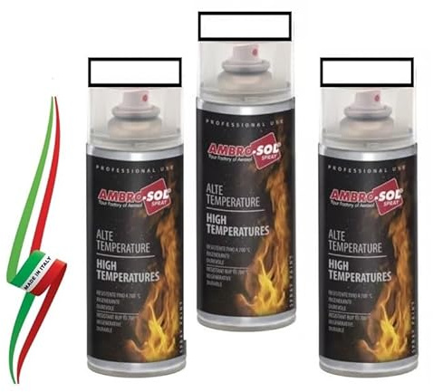 3 Bombolette Smalto/Vernice Alte Temperature, Consente di Rinnovare le Superfici Normalmente Soggette ad Alte Temperature, Bomboletta Spray in Banda Stagnata Riciclabile 400 ml, Bianco/MADE IN ITALY