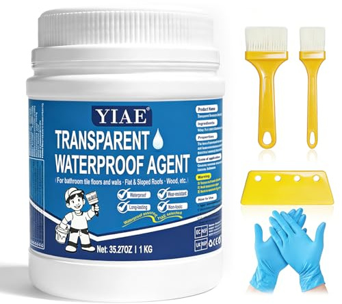 YIAE Enduit imperméable transparent, émulsion de mastic isolant, transparent, étanche pour salle de bain, murs, carreaux, toit