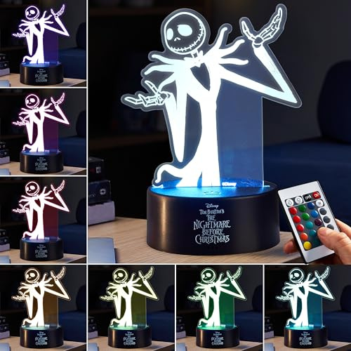 Get Trend Disney The Nightmare Before Christmas LED Lampara Noche, Alimentado por USB y Batería Lamparas con 16 Colores, 4 Modos con Brillo Ajustable (Multi Jack Skellington)