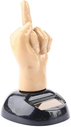 Wwyan Solar Powered Mid Finger, Solar Powered Mid Finger Shaking Toy Car Dashboard Dancing Figure Toy Brown Creative Car Bobbleheads Decorative Ornament for Car Office Desk Decoration