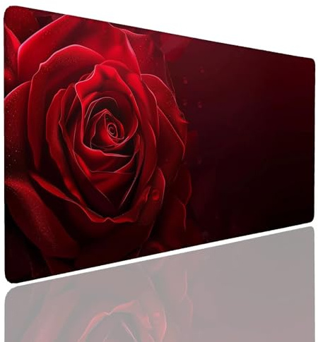 Tappetino per Mouse da Gaming, Tappetino Mouse Pad XXL Grande, Mousepad con Impermeabile e Antiscivolo, Lavabile Sottomano Copri Scrivania Ufficio, Tappetini Tappeto Mouse Mat 1200x600x4mm Red (4)