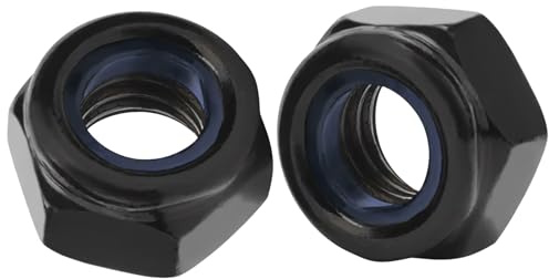 20 Pcs M6 Nylock Nuts 6mm Self Locking Nuts 304 Stainless Steel Hexagon Nut with Nylon Inserts Nylon Inserts for Lock Washers, Bolts and Screws, Black