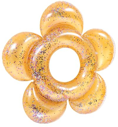 Abaodam Aufblasbarer Poolring mit Goldfarbenen Pailletten Blumen Schwimmring aus Langlebigem Leicht und Tragbar für Poolpartys und Sommerurlaub Sicherer Schwimmkörper für Erwachsene