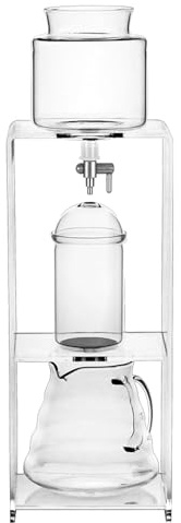 DOJBK Torre De Goteo De Cerveza Fría, Cafetera De Goteo De Hielo, con Flujo Ajustable, Filtro De Acero Inoxidable Y Base Acrílica, Boca De Olla En Forma De V, Preparar En Casa