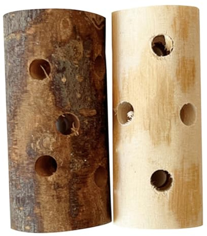 ibasenice Bâtonnets à Mâcher Naturels en Bois De Pommier pour Petits Animaux, Jouets De Dentition 2 Pièces Écorce, Adaptés pour Lapin, Hamster Et Cochon d'Inde