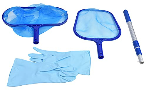 Kit rete per skimmer per piscina, rete per skimmer profonda per piscina, rimozione rapida ed efficace di foglie e detriti, strumenti di pulizia completi con asta telescopica e