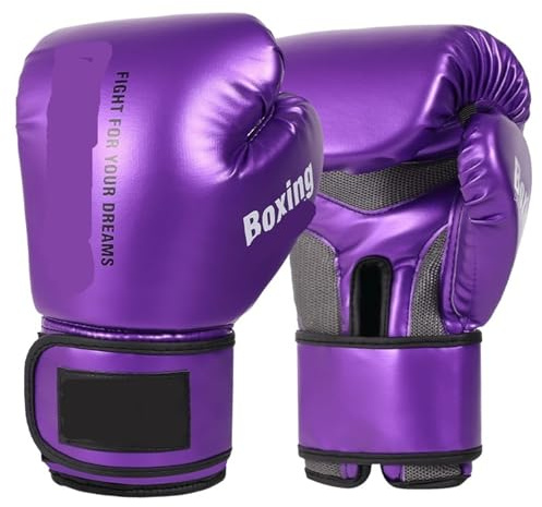 Guanto da boxe Guantoni da boxe professionali for adulti, Sanda, bambini, uomini, allenamento, donne, Muay Thai, combattimento, sacco(Purple,6oz)
