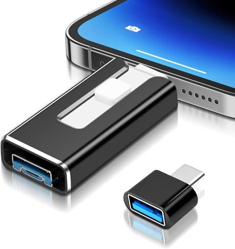 USB Stick 256GB für i-Ph0ne, 4 in 1 USB Speicherstick für i-Ph0ne/Pad/Android Handy/PC, USB 3.0 Memory Stick High-Speed Flash Laufwerk, Plug-and-Play - Backup für Fotos & Videos, Schwarz