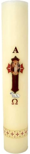 Easter Candle Paschal Candle Alpha & Omega – Cirio Pascual Católico con Símbolo Alfa y Omega de Jesucristo (3, 6, 7, 10, 12, 14 Inch) (14 inches 1 Kilo)