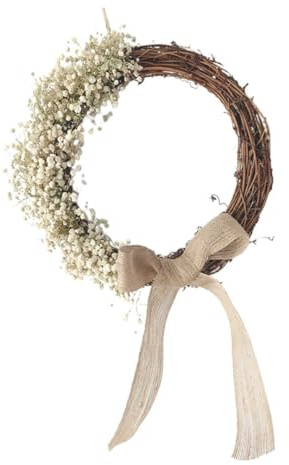 DOITOOL Blumenkranz aus Rattan mit Getrockneten Trockenblumen Pflegeleicht und Gießen für Heim und Ladenbar Dekoration mit Stilvollem Realistischem Aussehen