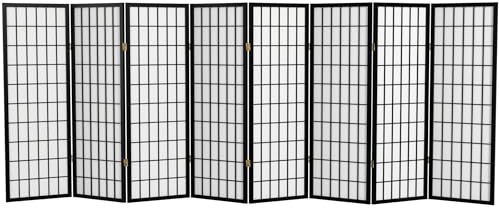 4 ft. Short Window Pane Shoji Screen - Black - 8 Panels