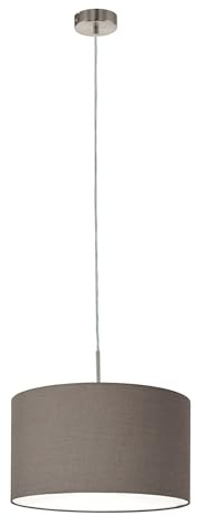 EGLO Pendellampe Pasteri, 1 flammige Textil Pendelleuchte | Hängeleuchte aus Stahl und Stoff, Farbe: Nickel matt, anthrazit braun, Fassung: E27, Ø: 38 cm