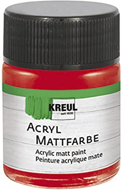 KREUL 75572 - Acryl Mattfarbe, dunkelrot im 50 ml Glas, cremig deckende, schnelltrocknende Farbe auf Wasserbasis, für viele verschiedene Untergründe geeignet