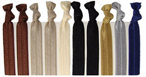 Kenz Laurenz Ribbon Hair Ties - Neutral Tones 10 Pack