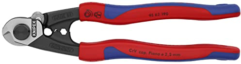 Knipex Cesoia per Funi in Acciaio Anche per Funi Metalliche Altamente Resistenti Brunita, Rivestiti in Materiale Bicomponente 160 Mm (Confezione Self-Service/Blister) 95 62 160 Sb