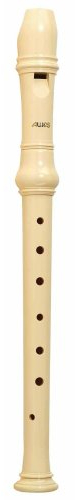Aulos 203A Sopran Barock Kunststoff-Blockflöte Elfenbeinfarbig, 2-teilig, Serie Elite, inkl. Tasche, Wischerstab, Daumenstütze und Grifftabelle