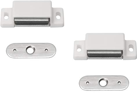 Metafranc Magnetschnäpper weiß, 2 Stück - 3 kg Haltekraft - Feste Gegenplatte - Einfache Montage - Geeignet für Möbeltüren & Klappen / Türverschluss / Haltemagnet / Möbelschnäpper / 350066