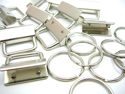 XieXie 48 Stück Schlüsselband Rohlinge Klemmschließeanhänger 25mm mit Schlüsselringen zur Herstellung von Schlüsselbändern DIY