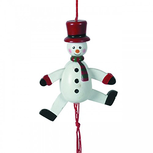 OBC-Kunsthandwerk Weihnachtlicher Hampelmann Schneemann, Holz, 3 Stück, Christbaumanhänger