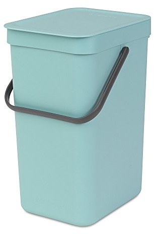 Brabantia 109744 Sort & Go Waste Bin, Plastic, Mint Green, 12 Litre