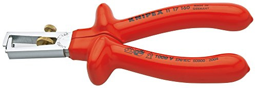 Knipex 11 17 160 Insulation Strippers with Dipped Insulation, Red/Silver, 160 mm