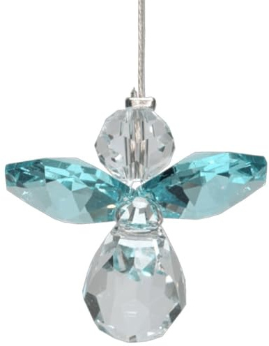 Hanging Crystal Guardian Angel Birthstone Suncatcher DECEMBER - BLUE ZIRCON - Embellished with Swarovski Crystals