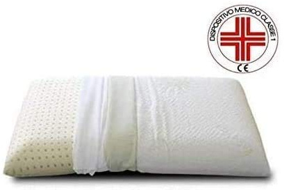 EVERGREENWEB - Cuscino in Lattice 40x70 Alto 12cm Modello Saponetta con Doppia Fodera Tessuto Sfoderabile Aloe Vera e 100% Cotone