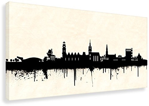 Kunstbruder Wandbild - Hannover Skyline SW (div. Größen) - Leinwand auf Keilrahmen Wand-Dekoration Streetart Like Banksy Loftbild 100x200cm