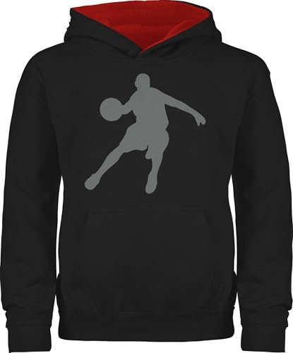 Shirtracer Pullover Kinder Hoodie Jungen Mädchen - Sport Kleidung - Basketballspieler I Geschenk Basketball Fans I Geschenk für Basketballer - 104 (3/4 Jahre) - Schwarz/Rot - Basketball-Pullover
