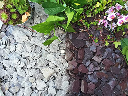 Gravier Gravillons Pierre Ardoise Dissuader les mauvaises herbes Jardin Patio Allée Plante Dessus – 40 mm Prune Ardoise, 30KG